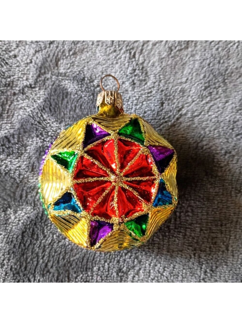 Vintage Ornament Glass Glitter Colorful